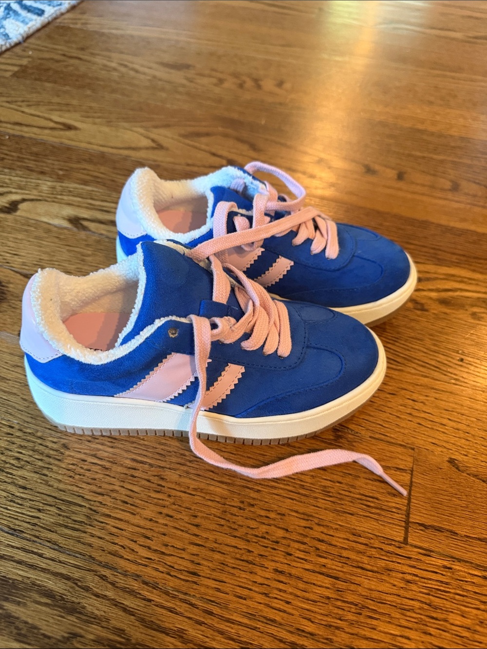 NEVER WORN Kids Blue and Pink Suede Sneakers - Casual Lace-Up Shoes